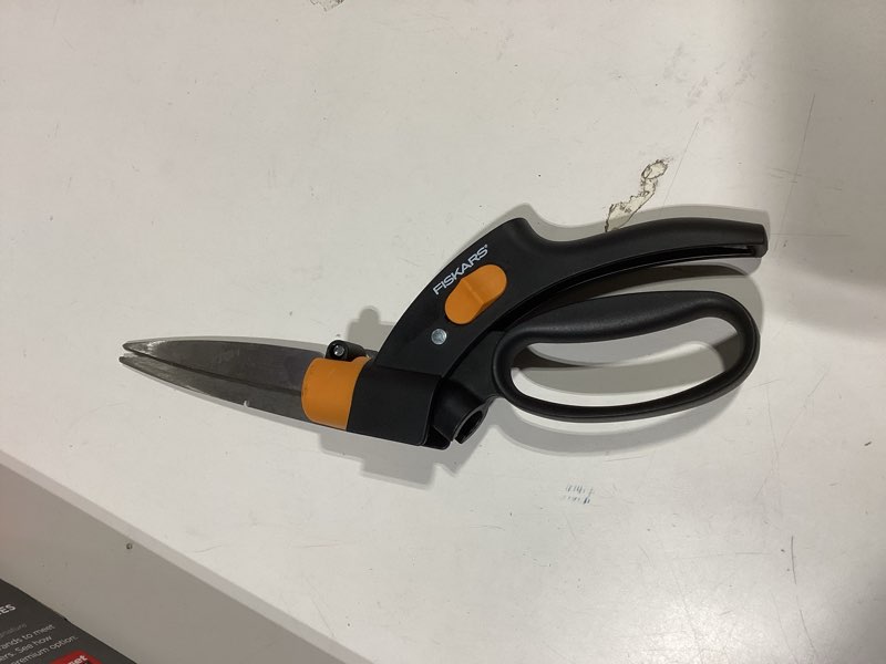 Condition photo showing Good Condition for fiskars shear ease grass shears - 5" stainless steel blades - 360-degree swivel blade plant cutting scissors - garden shears and grass cutter, black