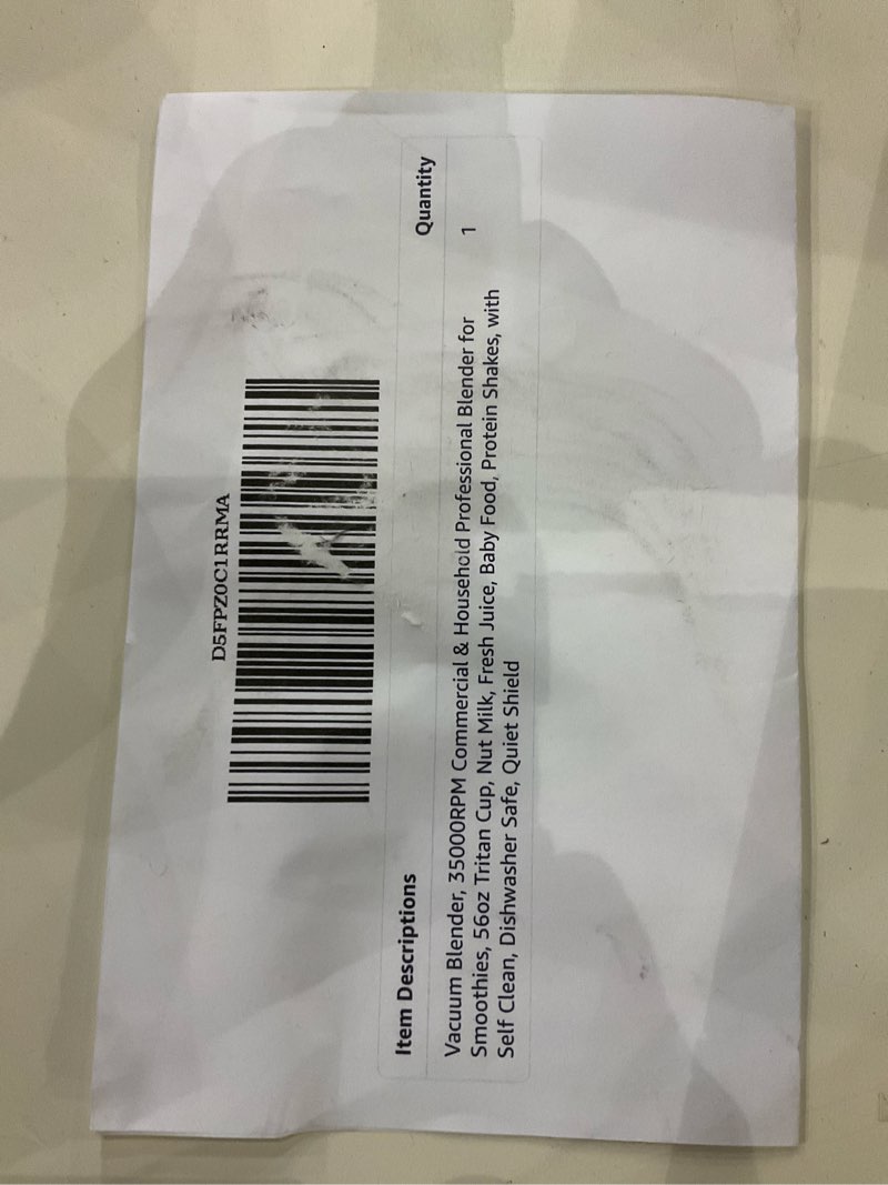 Condition photo showing As Is for Professional blender, vacuum blender 