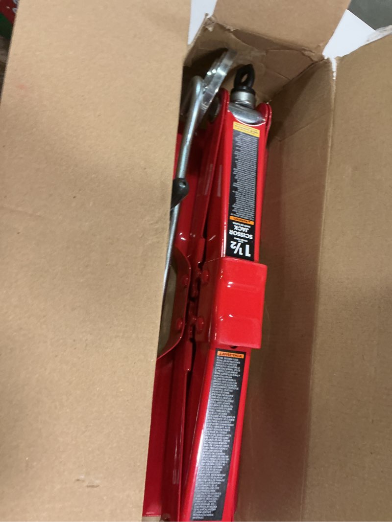 Condition photo showing Good Condition for Big RED T10152-4 Torin Car Scissor Jack: Steel Portable Tire Jack with Handle Mounts Durable Leveling Jacks for Car, Truck, Sedans, MPV, 1.5 Ton (3,300 lbs) Capacity RED 1.5 Ton Basic Style