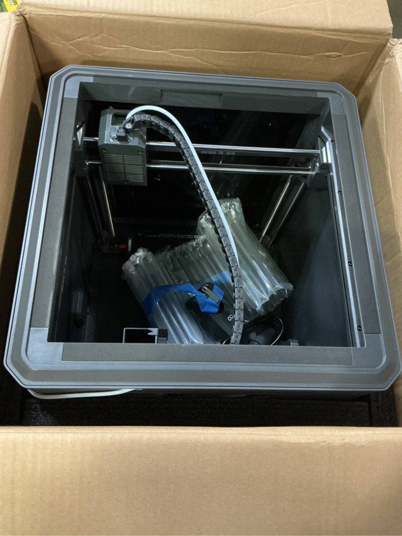Condition photo showing As Is for elegoo centauri carbon 3d printer, corexy 500mm/s high speed printing with auto calibration, 320°c nozzle and built-in camera, ready to print out of the box, 256x256x256mm printing size