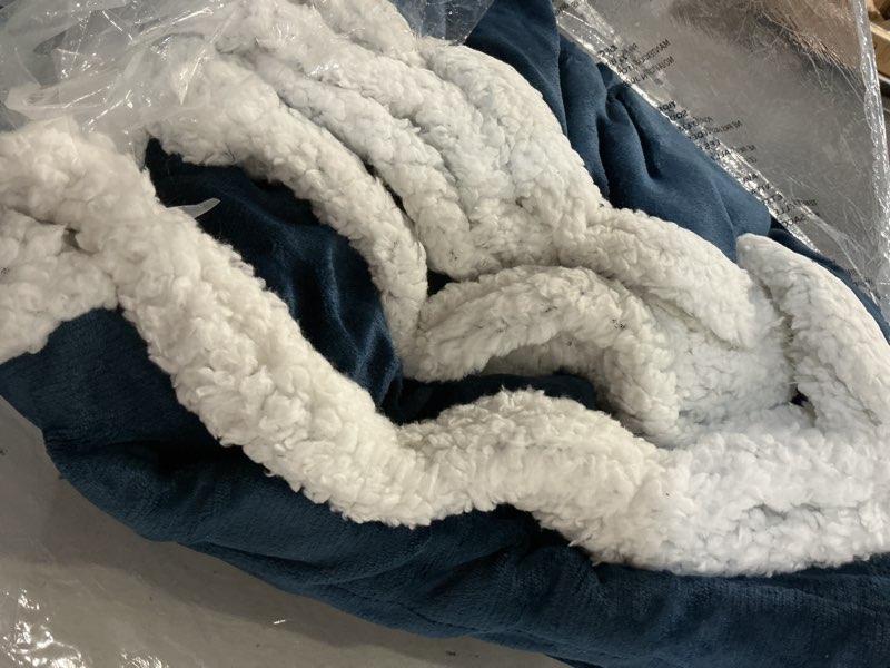 Condition photo showing As Is for electric heated blanket 72"x84" full size flannel & sherpa - 4 heat settings & 10h auto shut off for safe overnight use, fast heating, machine washable for bed, couch, office - dark blue 06-dark blue full size ( 72"x84" )