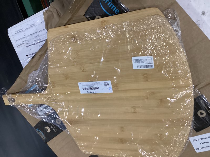 Condition photo showing As Is for pizza peel 16 inch, natural bamboo pizza peel pizza paddle spatula oven accessory for large wood pizza board for transferring & serving, wood pizza cutting board for cheese bread fruit vegetables 24"l x 16"w