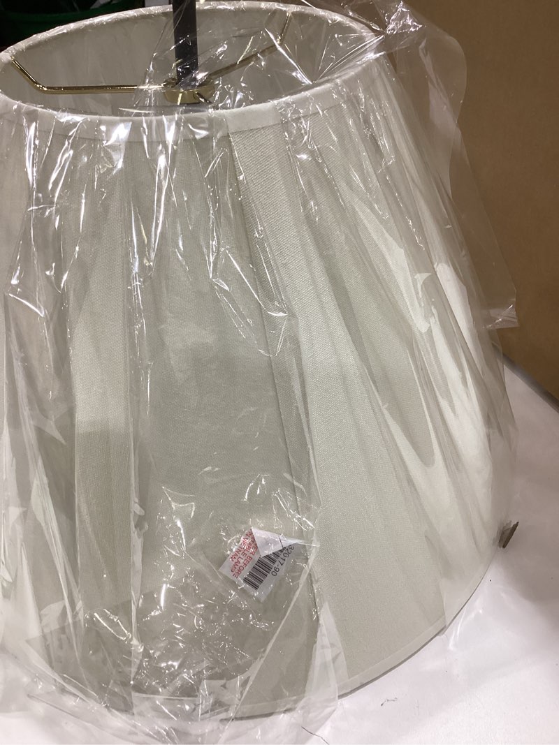 Condition photo showing As Is for Aspen Creative 32017A Transitional Hardback Empire Shaped Spider Construction Lamp Shade in Off White, 15" wide (7" x 15" x 11")