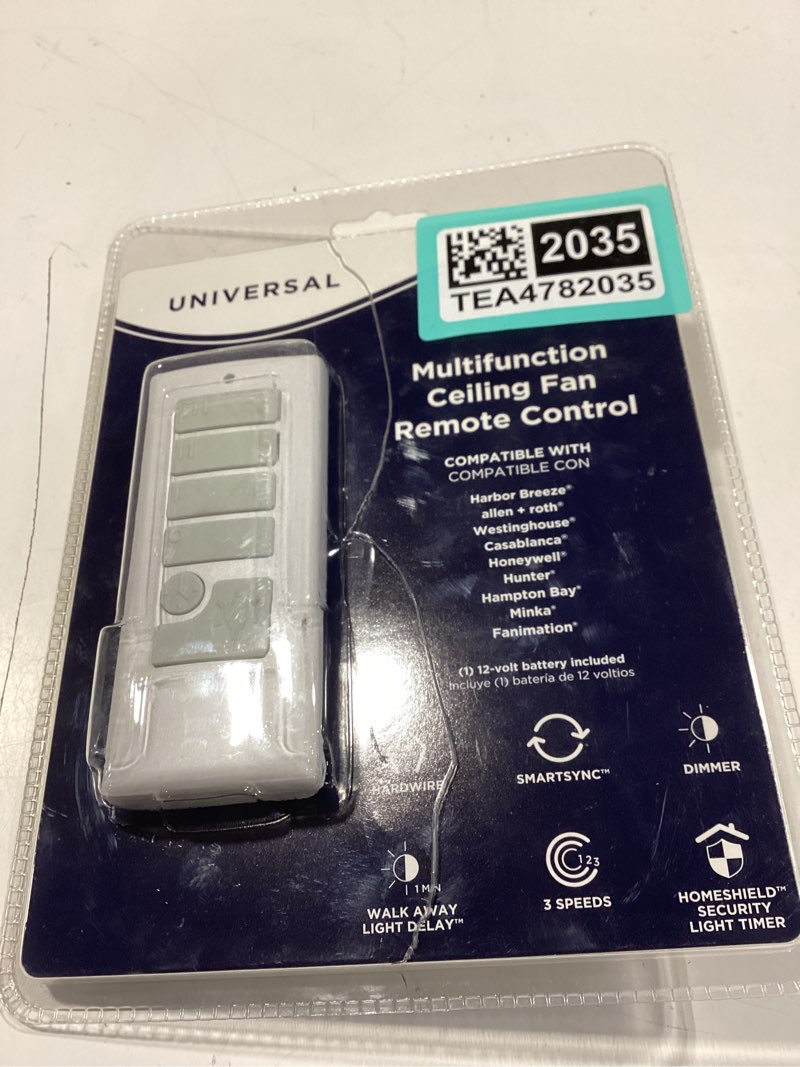Condition photo showing Good Condition for harbor breeze universal 4.72-in 3-speed 3-setting white plastic indoor/outdoor angle mount capable handheld ceiling fan remote with receiver included