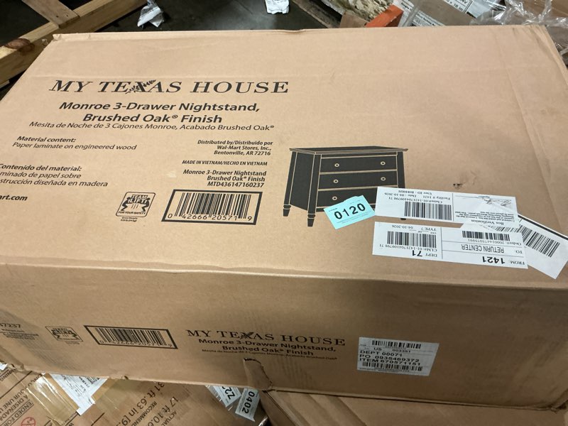 Condition photo showing Good Condition for my texas house monroe 3 drawer nightstand with usb, brushed oak finish