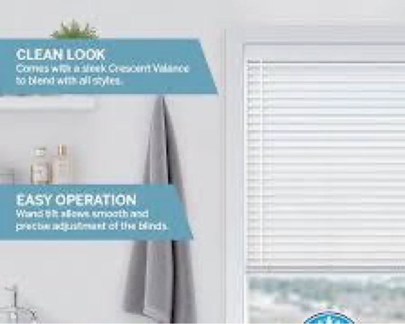 levolor basics 2-inch cordless faux wood blind in soft white, specifically measuring 35 inches wide by 64 inches long.