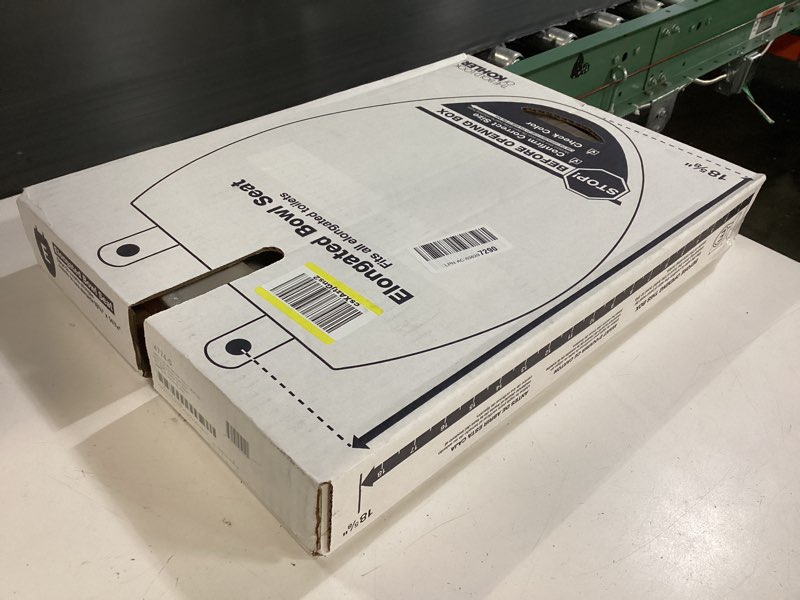 Condition photo showing New/Like New for kohler k-4774-0 brevia elongated white toilet seat with quick-release hinges and quick-attach hardware for easy clean, white