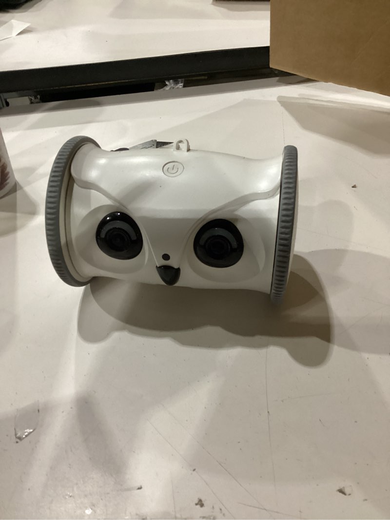Condition photo showing As Is for not tested ***owl robot: 1080p full hd pet camera with treat dispenser, interactive toy for dogs and cats, full house mobile monitoring via app,2 way talk,no monthly fee (only 2.4g wifi)