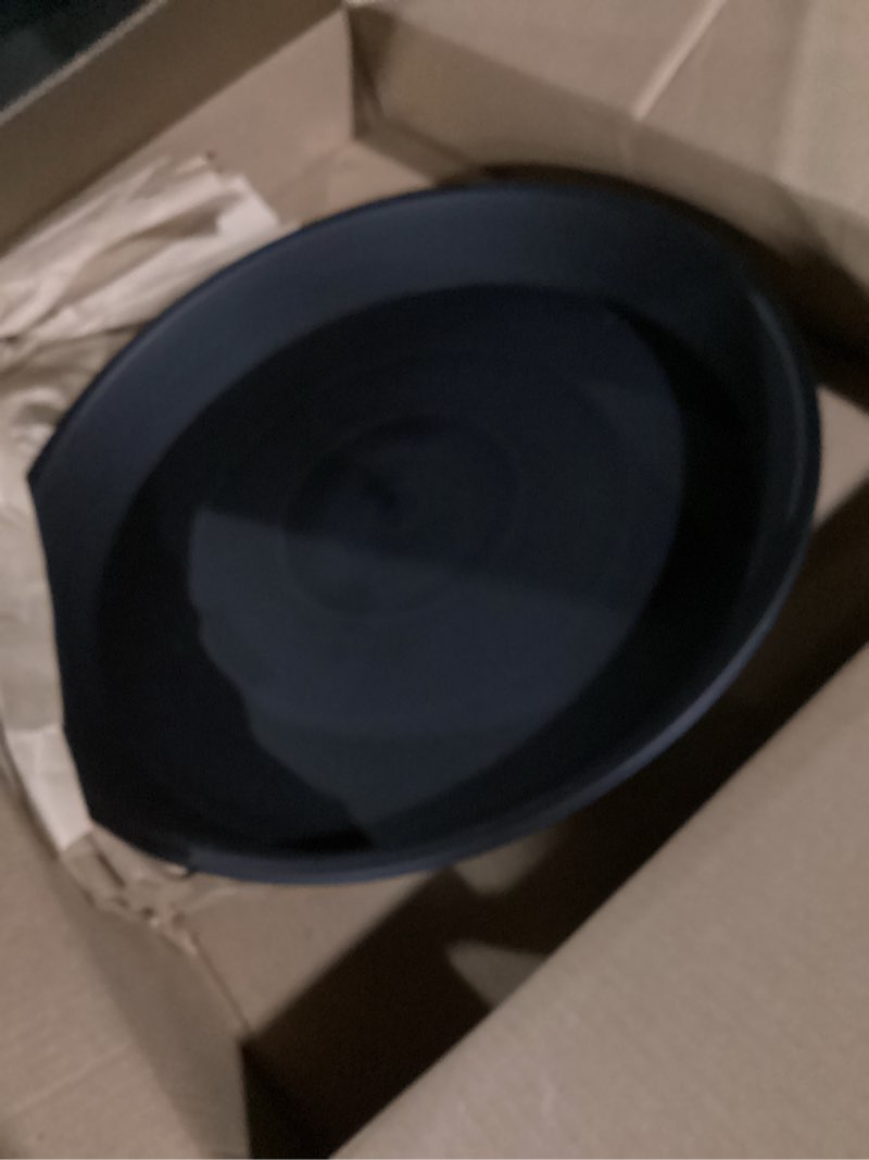 Condition photo showing item condition for 2 Pack of 16 17 inch Plant Saucer (15 inch Base), 2.3" Depth, Plant Trays for Pots, Plastic Plant Saucers for Indoors, Bird Bath Bowls, Flower Pot Drip Trays for Planter (17", Black) 17" (2 pack) Black
