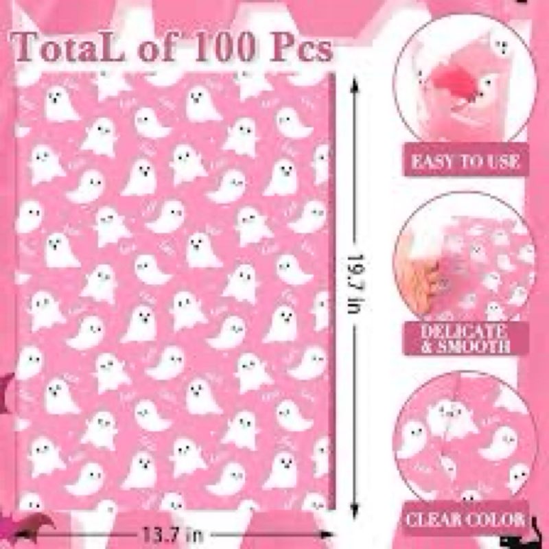 150P cs Pink Ghost Boo Deli Pap... Paper for Halloween & Kitchen