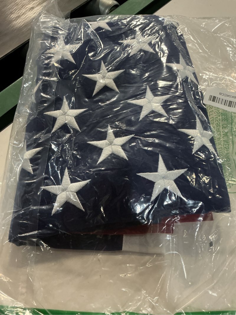 Condition photo showing Good Condition for american flag for outside 3x5 ft, deluxe heavy duty spun polyster, tearproof and waterproof super tough series, all weather high wind usa us flag with embroidered stars, sewn stripes, brass grommets