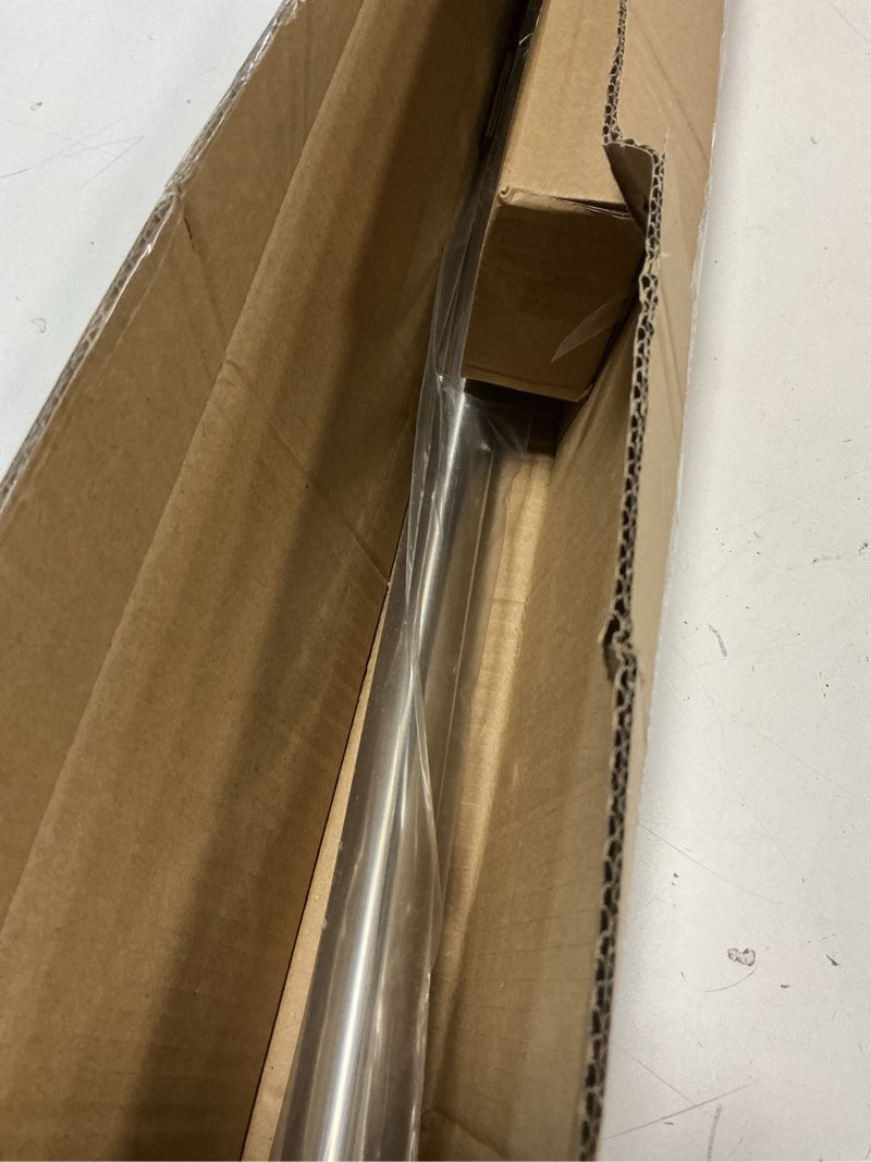 Condition photo showing New/Like New for Adjustable Curved Shower Rod, 42-72 inches Extra Wide Shower Curtain Rod, Rust proof, Premium Stainless Steel, Curved Shower Curtain Rod for Bathroom, Need to Drill, Silver Silver 42-72 inches