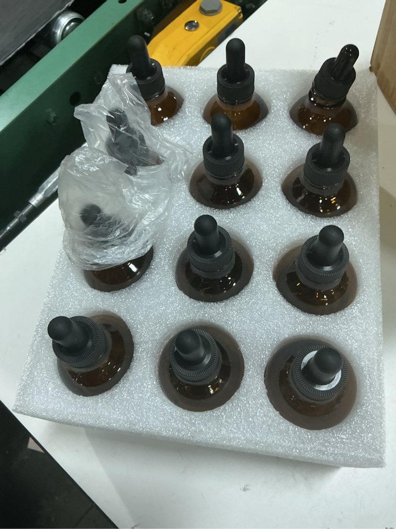 Condition photo showing Good Condition for 12 pack 4oz glass dropper bottles for essential oil 120ml amber round boston bottle with black eye dropper for massage oil, perfume & lab, refillable glass bottle for travel 4 oz 12 pack