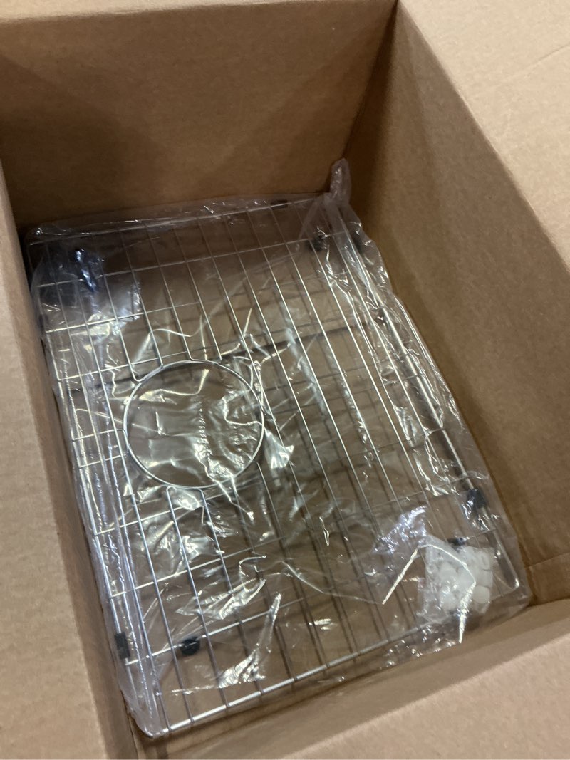 Condition photo showing Good Condition for 19.1 in. x 14.1 in. rear drain kitchen sink bottom grid with supersoft silicone feet in 304 grade stainless steel