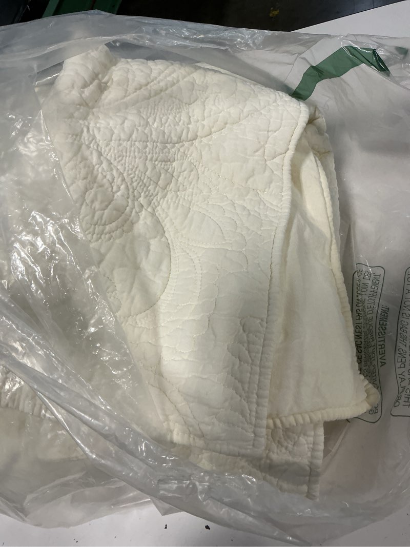 Condition photo showing Good Condition for evergracehome 100% cotton paisley quilt set, king size, ivory cream | prewashed for softness, year-round breathability, gift-ready box, matelasse-style quilted coverlet, 3 piece set with 2 shams paisley ivory cream (subtle yellow hues) king