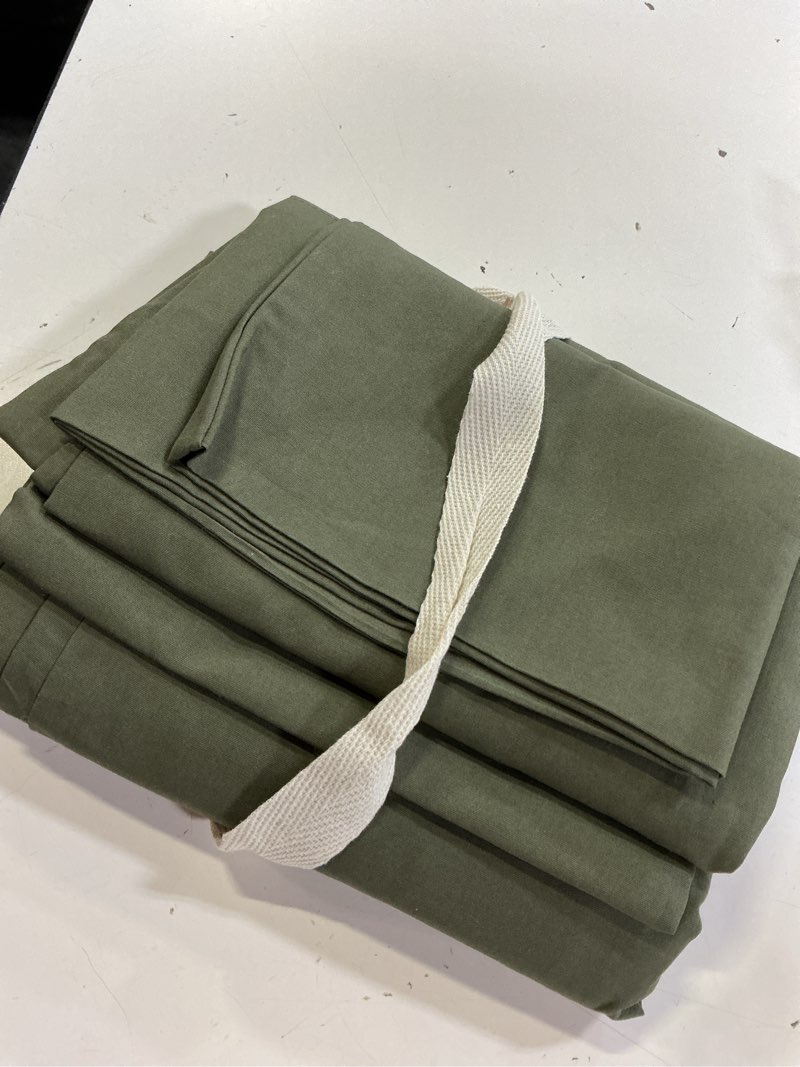 Condition photo showing Good Condition for organic crisp percale pillowcase set, king, dusty olive