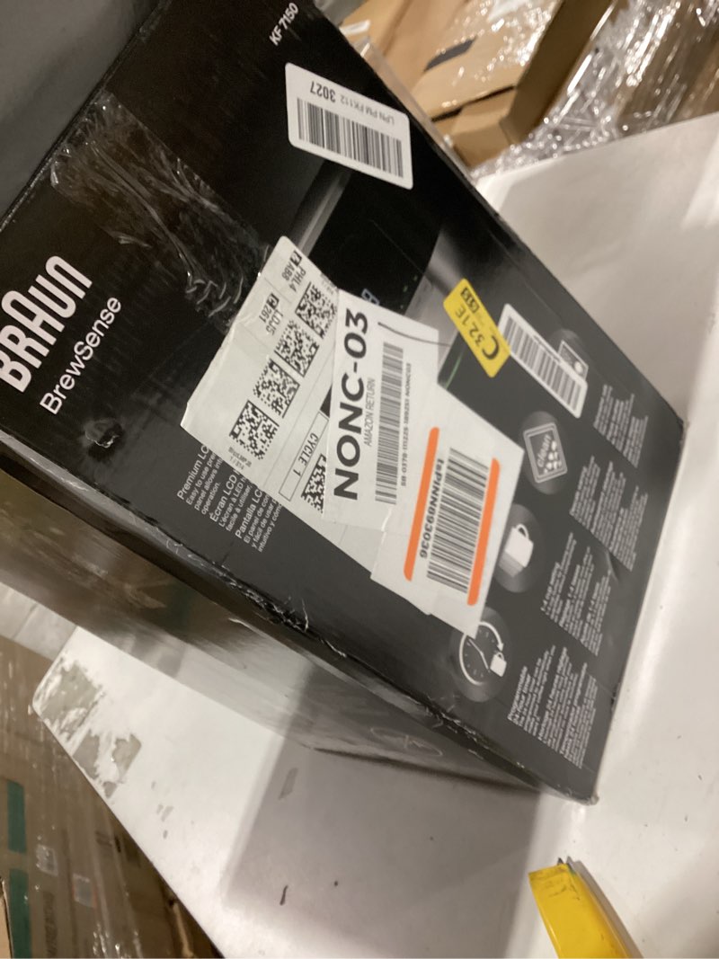 Condition photo showing As Is for Not tested Braun BrewSense 12 Cup Drip Coffee Maker - Pause & Pour Mid Brew, Coffee Machine with 24-Hour Timer & Clock, Bold & Regular Strength, 1-4 Cup Functions, Self Clean, Auto Shutoff, Stainless Steel