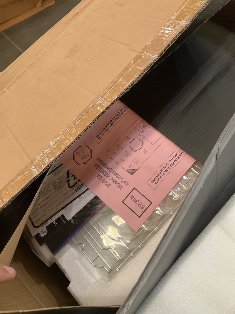 Condition photo showing As Is for ge profile™ smart indoor pellet smoker, with active smoke filtration, 5 smoke control settings, wifi connected, electric, countertop bbq appliance, black
