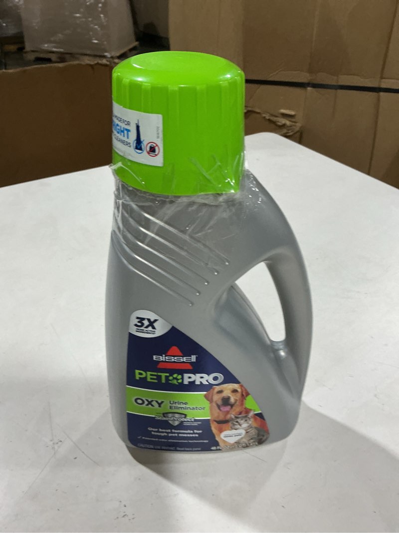 Condition photo showing As Is for bissell pet pro oxy urine eliminator upright deep cleaning solution 48 fl oz (pack of 1) pet pro oxy