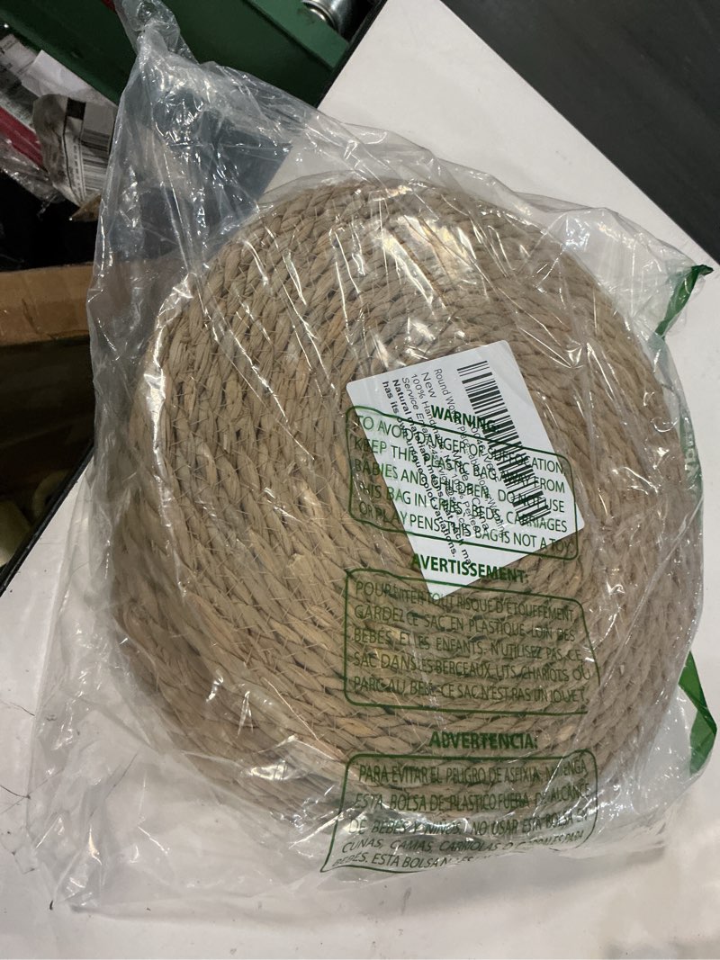 Condition photo showing Good Condition for Round Woven Placemats 12 inch Set of 10 - Boho Rattan Placemats Natural Water Hyacinth Placemat, Farmhouse Weave Place Mats, Rustic Braided Wicker Table Mats for Dining Table,Home,Wedding