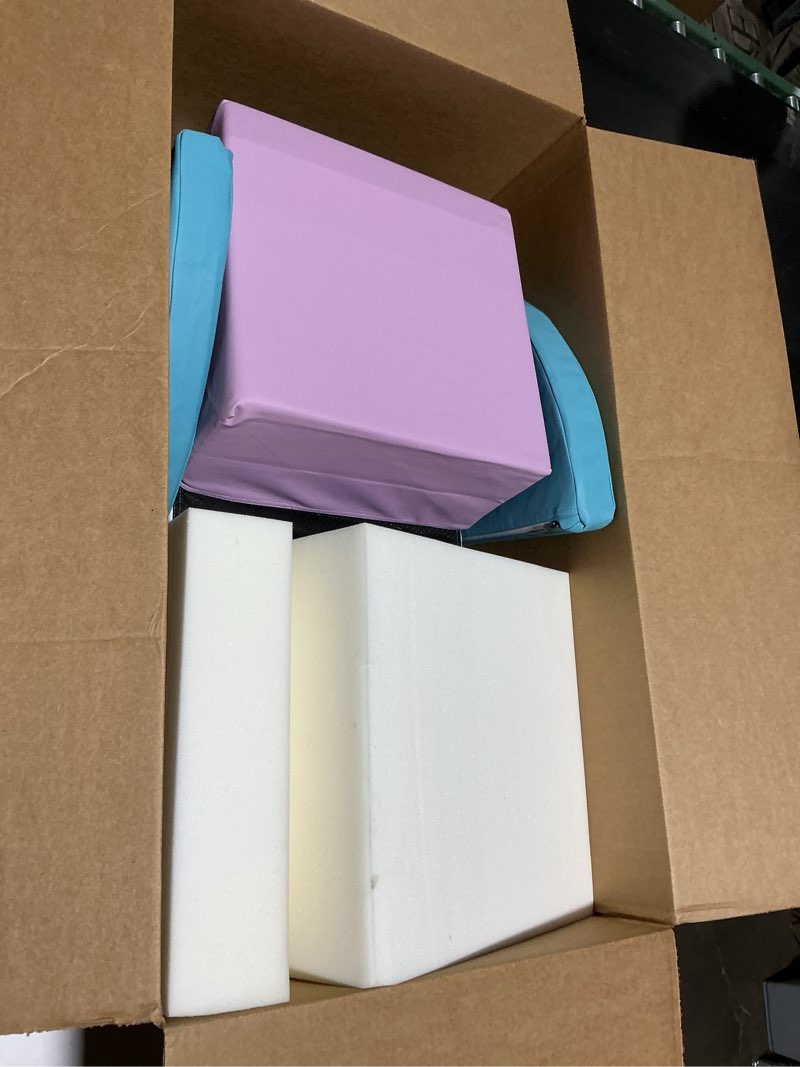 Condition photo showing As Is for 6-Piece Foam Climbing Blocks for Toddlers: Colorful Climbing Gym PU Leather Baby Foam Building Blocks Indoor Toy Macaroon/Pink/Purple