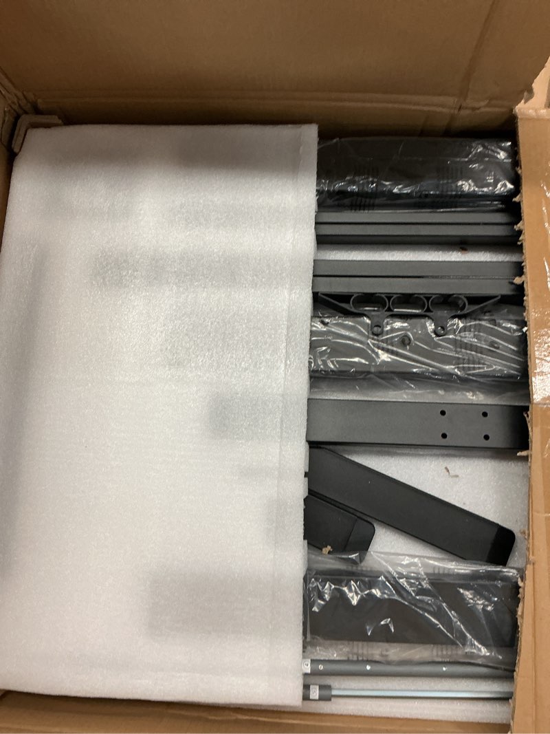 Condition photo showing As Is for Agilestic L-Shaped Standing Desk Adjustable Height, Electric Corner Standing Desk, Sit Stand Up Desk, 75x61 inch Sit Stand Computer Table, Dark Walnut Basic-dark Walnut 75* 61 Inch