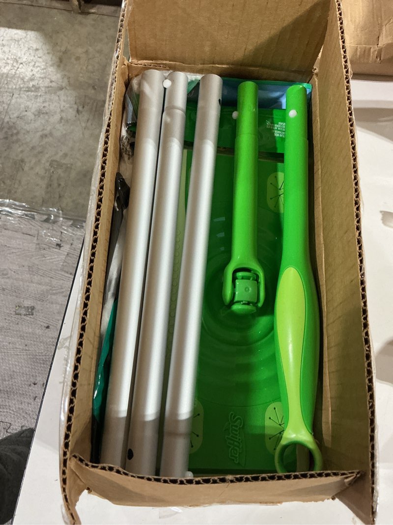 Condition photo showing Good Condition for swiffer sweeper 2-in-1 mops for floor cleaning, dry and wet multi surface floor cleaner, sweeping and mopping starter kit, includes 1 mop + 19 refills, 20 piece set 20 piece set mop