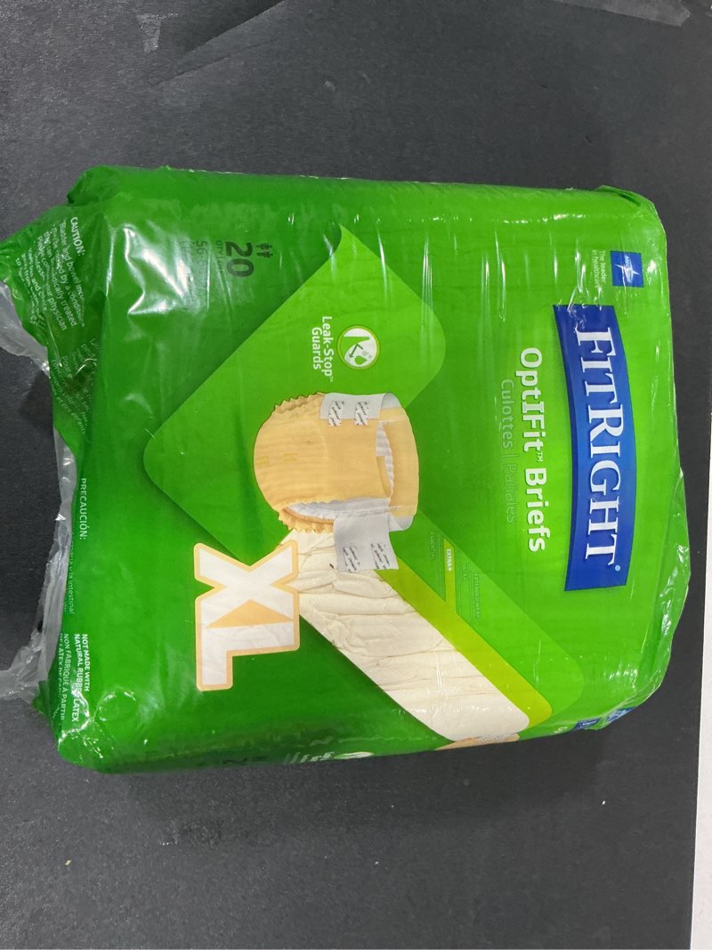 Condition photo showing New/Like New for FitRight Adult Diapers, Extra+ Heavy Absorbency, XL (Waist Size 56in-64in), 20 Count, OptiFit Incontinence Briefs for Men and Women, Disposable, Moisture-Wicking, Leak Protection, 20 Count X-Large