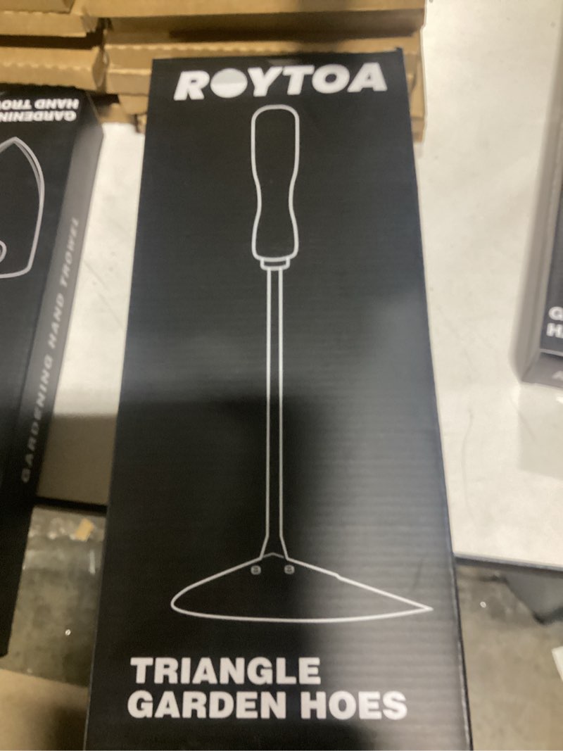 Condition photo showing New/Like New for Triangle Hand Hoe, Heavy Duty Stainless Steel Weed Puller and Weed Remover Gardening Tool with Walnut Handle for Weeding, Soil Loosening and Cultivating