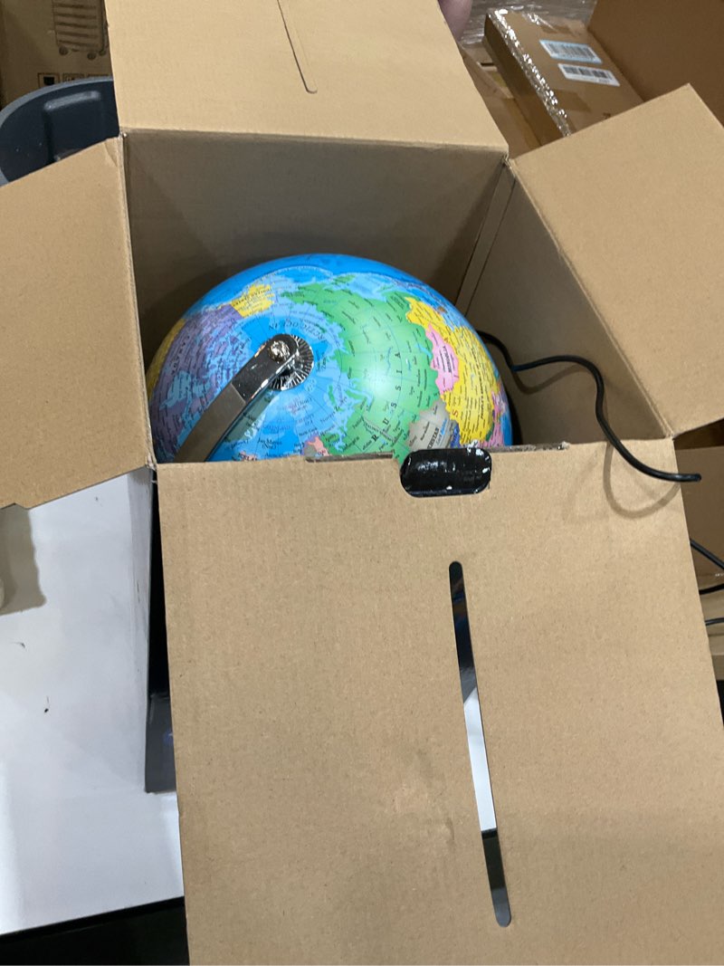 Condition photo showing Good Condition for usa toyz illuminated world globe with stand - 3in1 stem globes for adults and kids, constellation map, built-in led night light lamp, easy to read texts, non-tip base, 13.5 inch tall, 9 inch diameter 9" diameter