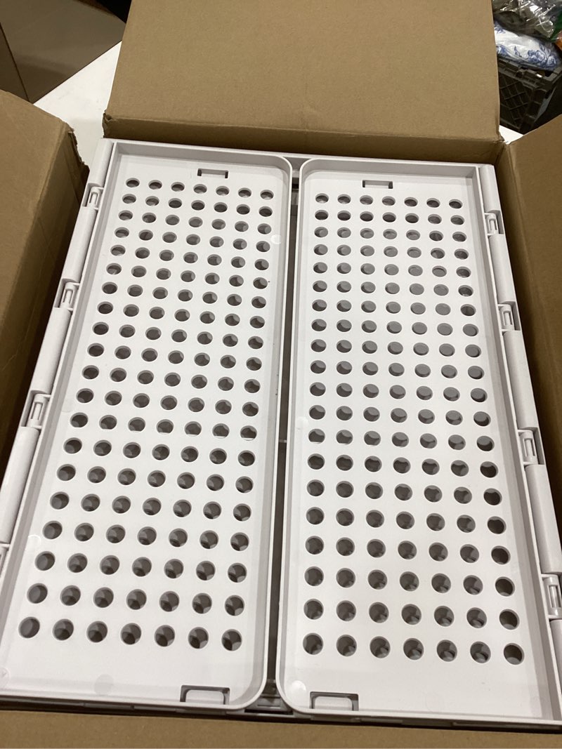 Condition photo showing Good Condition for SNSLXH 5 Pack Stackable Closet Storage Basket, Multifunctional & Foldable Closet Organizer for Bathroom Kitchen Laundry Room Wardrobe Storage, Space-Saving Clothes Storage Drawer Organizer, White White 5 Pack