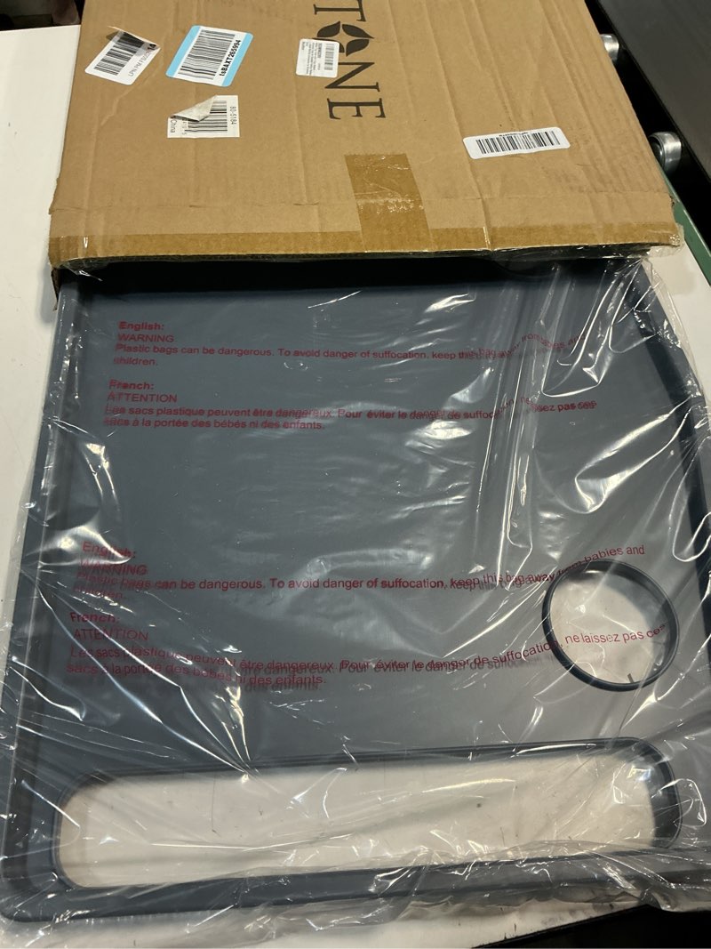 Condition photo showing New/Like New for walker tray table with 2 cup holders - universal trays for standard folding walkers - home mobility accessories by bluestone (gray)
