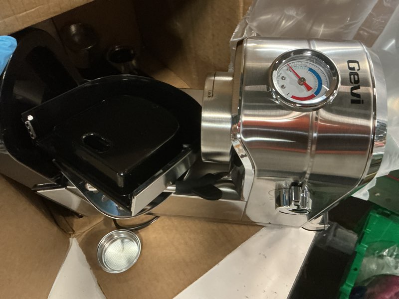 Condition photo showing As Is for gevi espresso machine 20 bar with portafilter for nespresso original capsules and coffee powder, professional espresso maker with milk frother for cappuccino, latte, compact espresso coffee machine