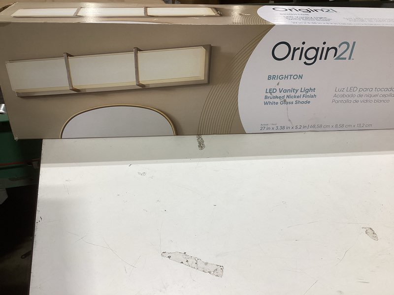 Condition photo showing Good Condition for allen + roth, 27-in \"brighton\" led brushed nickel modern vanity light bar