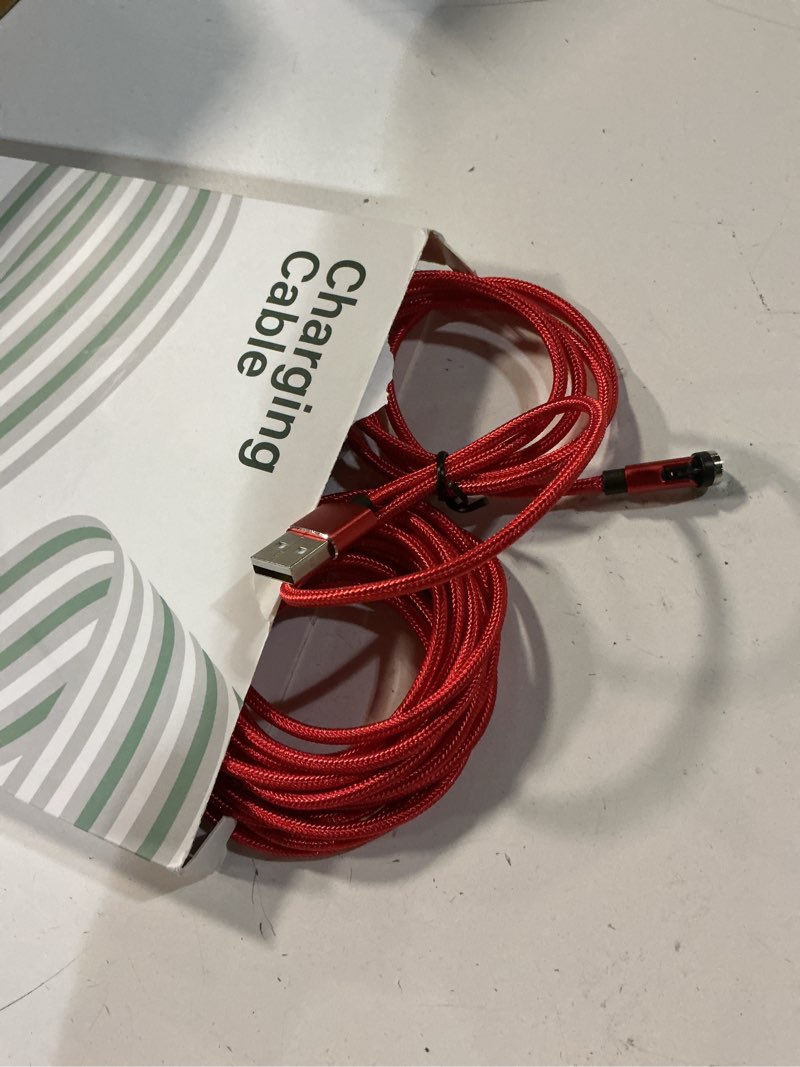 Condition photo showing Good Condition for terasako magnetic charging cable 5-pack (3/3/6/6/10ft) - 540° rotating magnetic phone charger cable with led light - 90° angle connector, nylon-braided cords (red)