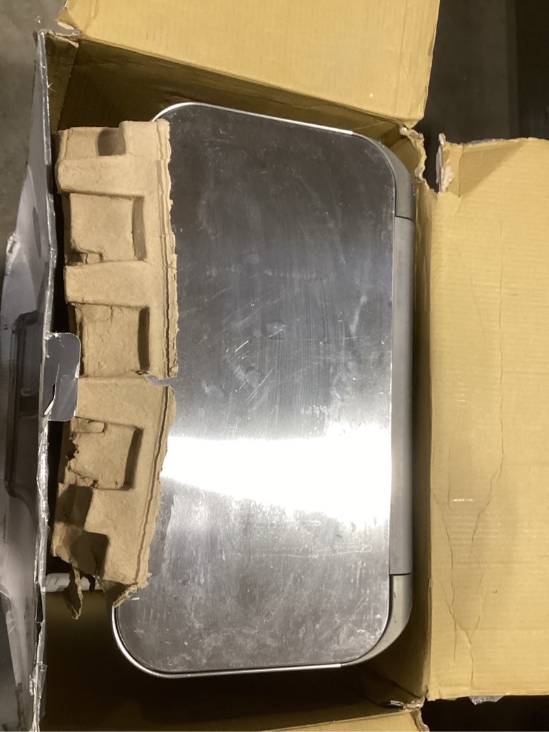 Condition photo showing Good Condition for simplehuman 58 Liter / 15.3 Gallon Rectangular Dual Compartment Recycling Step, Brushed Stainless Steel with Soft-Close Plastic Lid Kitchen Trash Can Gray Plastic Lid 58 Liter Recycler