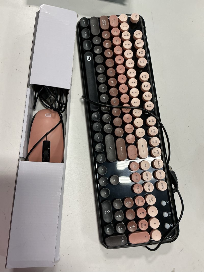 Condition photo showing Good Condition for Nowlike Wireless Keyboard and Mouse Combo, Retro Typewriter Keyboard with Round Keycaps, Full-Size Ergonomic, Aurora Red, Ideal for Windows PC, Home, Office, and College