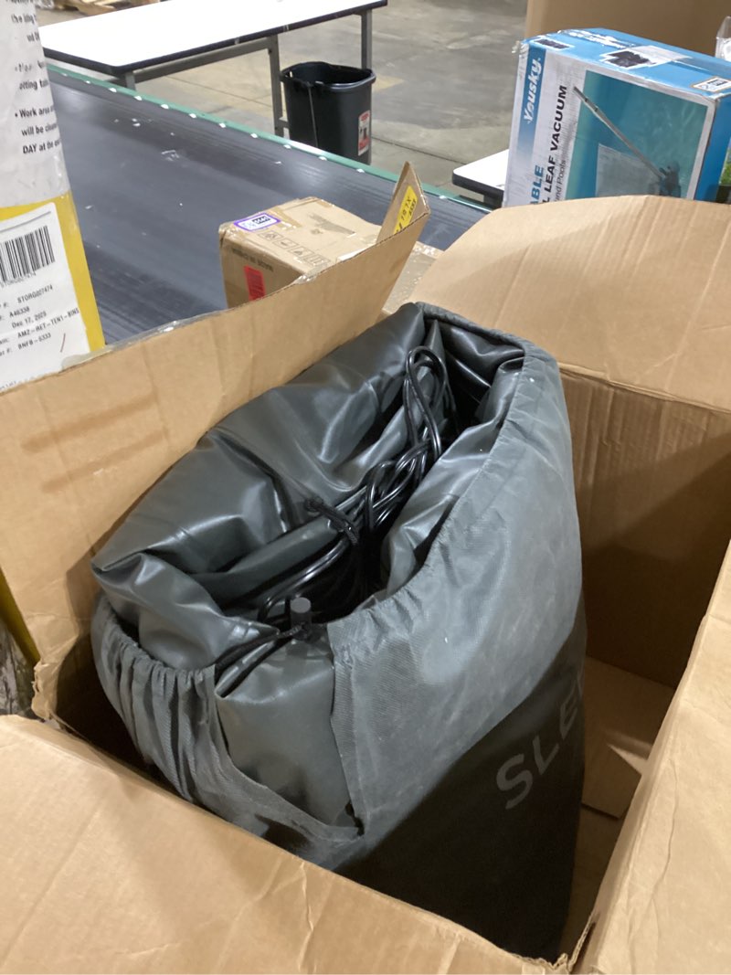 Condition photo showing As Is for SLEEPLUX Durable Inflatable Air Mattress with Built-in Pump, Pillow and USB Charger, 22" Tall Queen