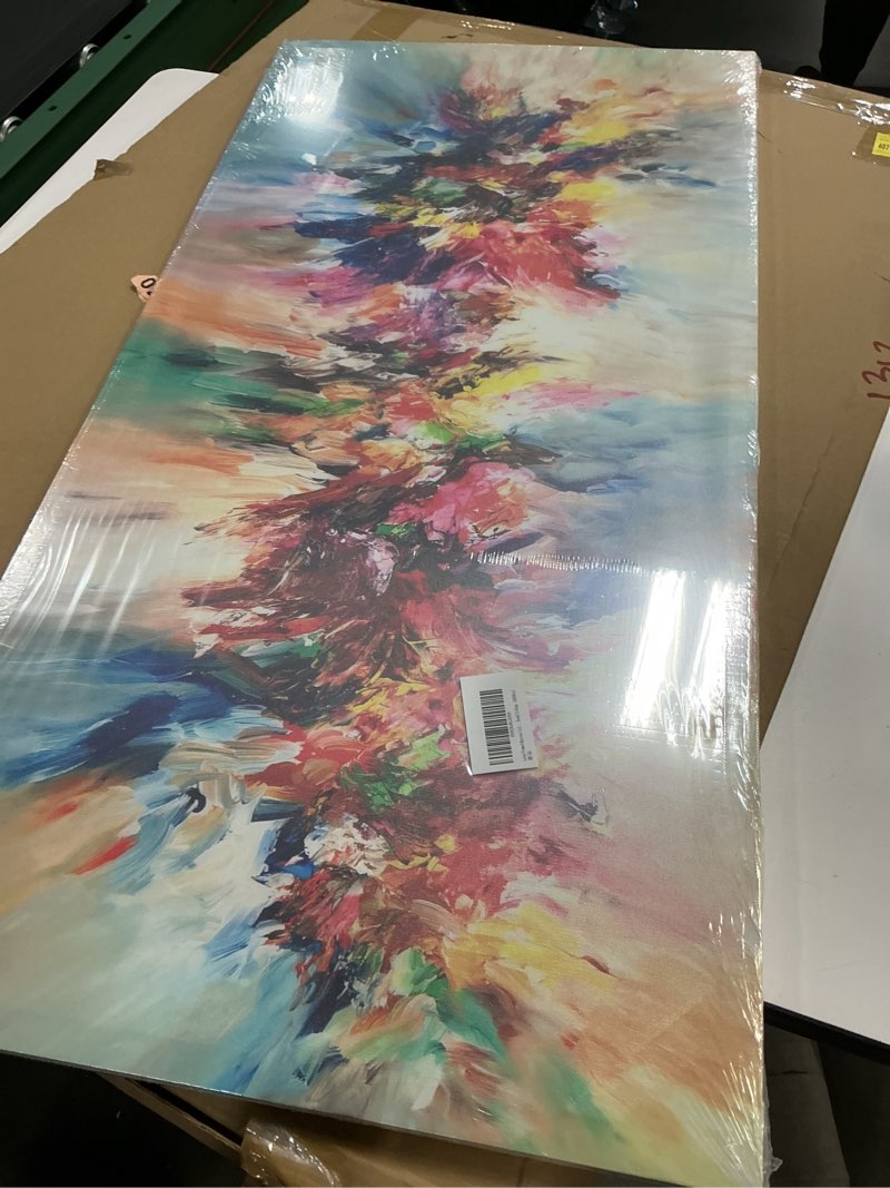 Condition photo showing Good Condition for Large Framed Abstract Colorful Canvas Wall Art Flower Posters Prints Pictures wall Decor Modern Paintings Home Decor for Living Room Bedroom Office 20x40in Ready To Hang. (20X40in) yellow 40"L x 20"W
