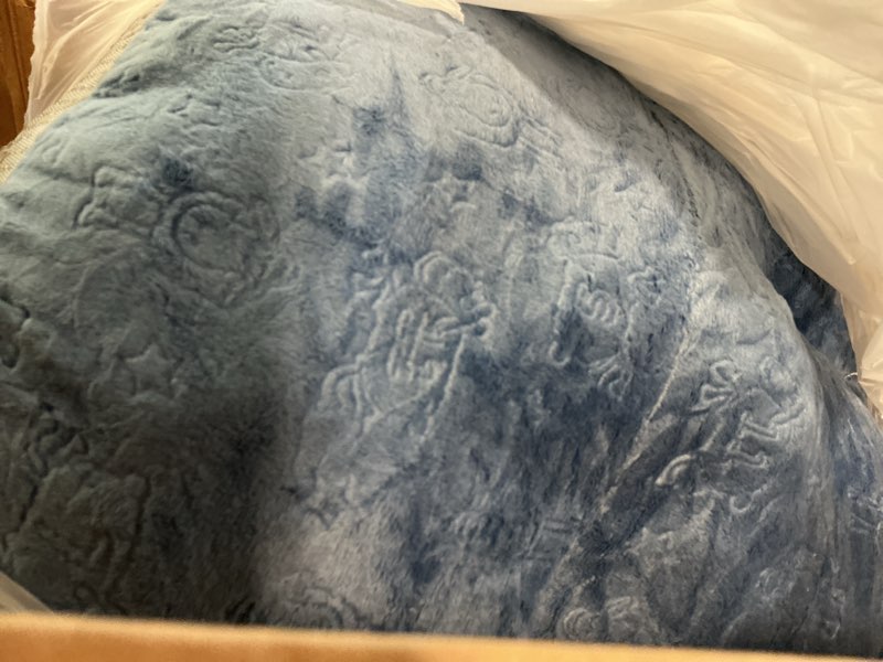 Condition photo showing Good Condition for delta children - serta kids plush barrel toddler chair, soft foam chair bean bag chair alternative for boys and girls, cozy seat for reading, watching cartoons, playroom nursery bedroom, denim blue