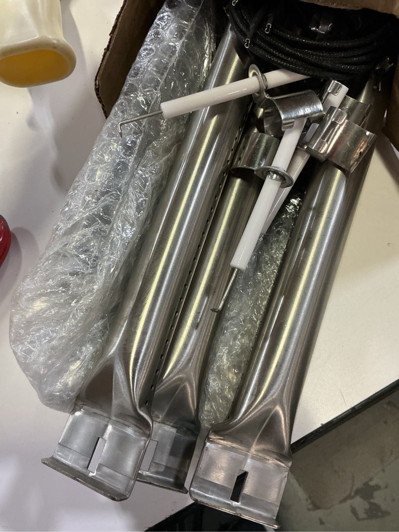 Condition photo showing As Is for parts kit dg160 fits for charbroil 463436215 463439914 463436214 463439915 463436213 g432-y700-w1 467300115 463436214 g432-y700-w1 g432-0078-w1 463432114 grill heat plate, burner, igniter ss burner + ss carry-over tubes + porcelain steel heat plate