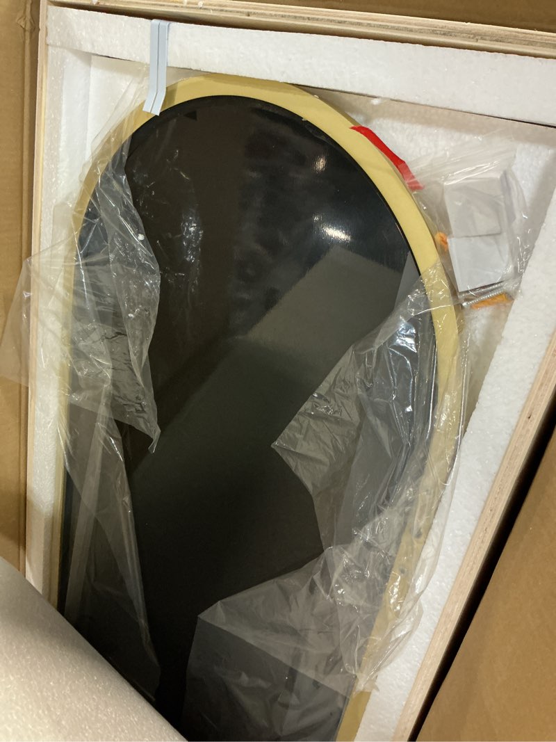 Condition photo showing Good Condition for Space-Saving Arched Over The Door Mirror - 50"x16" Full Length Hanging Mirror with Adjustable Height for Bedroom, Dorm, Entryway,Gold Gold 50"L x 16"W