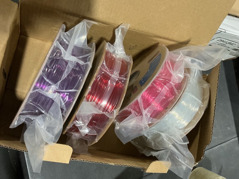 Condition photo showing New/Like New for (Various colors) TPU Filament 1.75mm TUP95A 3D Printer Filament Flexible Soft 3D Filament 1KG*4 Bundle fit Most FDM 3D Printers Dimensional Accuracy +/- 0.03 mm-Transparent Pink/Orange/Purple/Clear