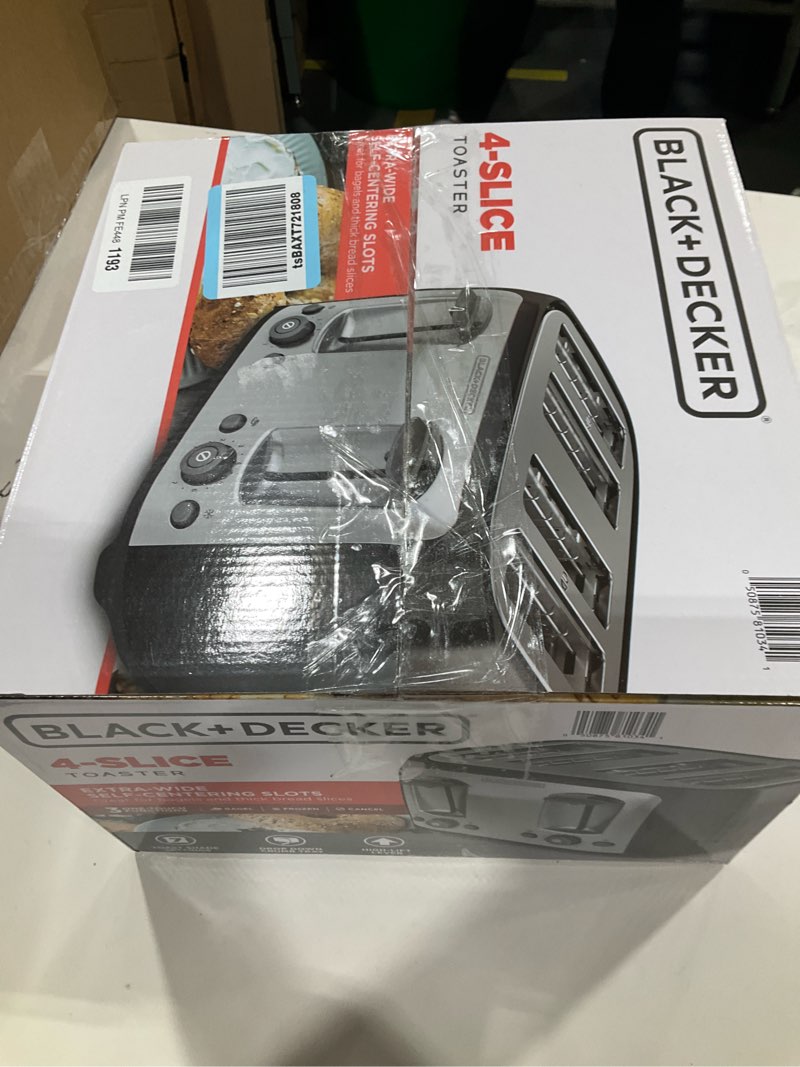 Condition photo showing Good Condition for BLACK+DECKER 4-Slice Toaster, Extra Wide Slots, 7 Shade Settings, 1400 Watts, Frozen and Bagel Buttons, Toast Shade Selector, Extra Lift