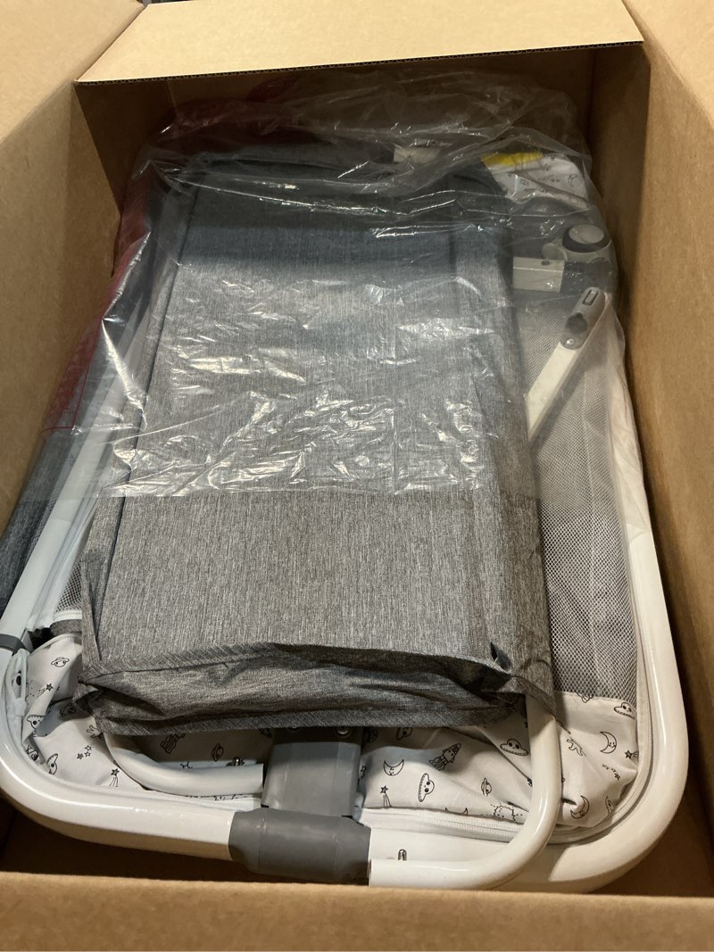 Condition photo showing As Is for whiffee 3 in 1 Baby Bassinet,Bedside Sleeper with Storage Basket and Wheels,Portable Baby Crib with Mosquito Net, 6 Adjustable Height & Breathable Mesh,Easy to Fold (White&Grey)