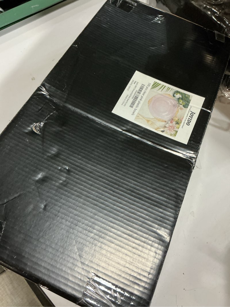 Condition photo showing New/Like New for 100PCS Clear Pink Plastic Bowls - 12 oz Pink Gold Disposable Salad Bowls - Heavy Duty Disposable Soup Bowl - Fancy Plastic Ice Cream Bowl for Weddings Valentine's Day Parties Dinners Picnics