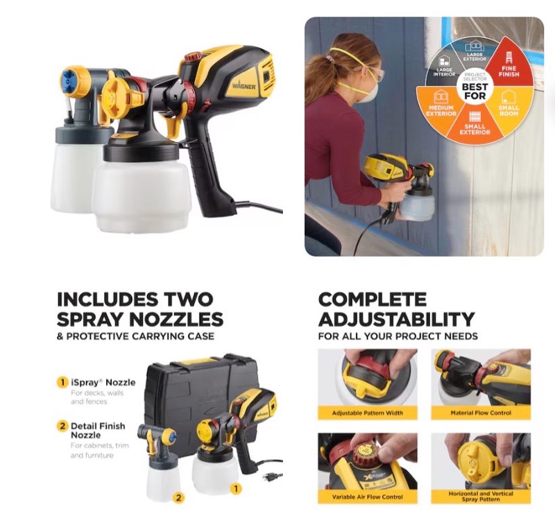 wagner flexio 3500 electric handheld hvlp paint sprayer (compatible with stains)