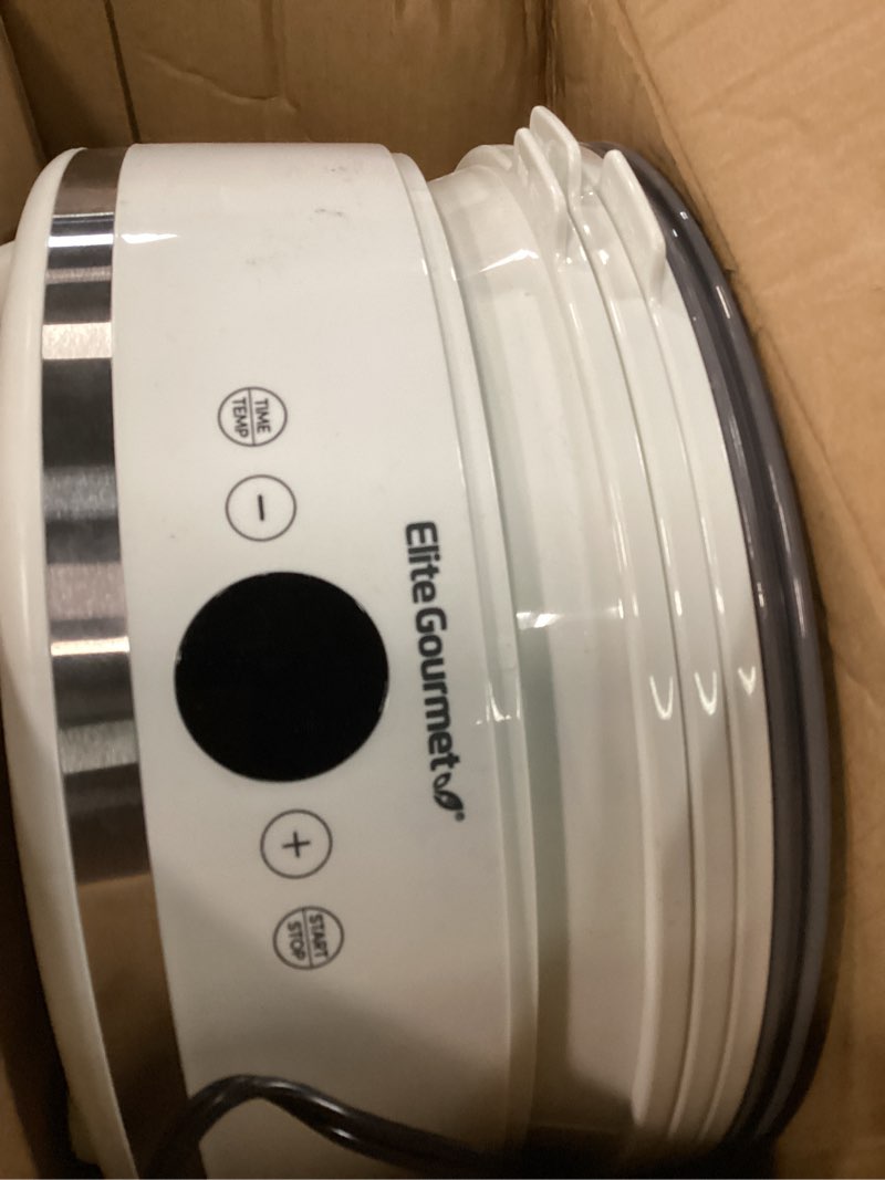 Condition photo showing Good Condition for elite gourmet efd329wd digital food dehydrator with 5 bpa free slimstore™ collapsible trays for compact storage, adjustable timer and temperature controls, jerky, herbs, fruit, veggies, snacks, white white and gray