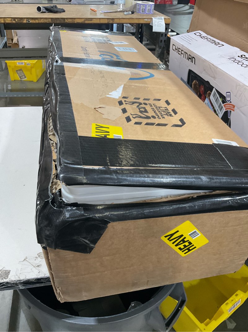 Condition photo showing As Is for comfyt white dresser, closet organizers and storage, storage cabinet bins, drawers, 8 shelf wood bathroom office kitchen garage pantry organizer chest shelf shoe rack