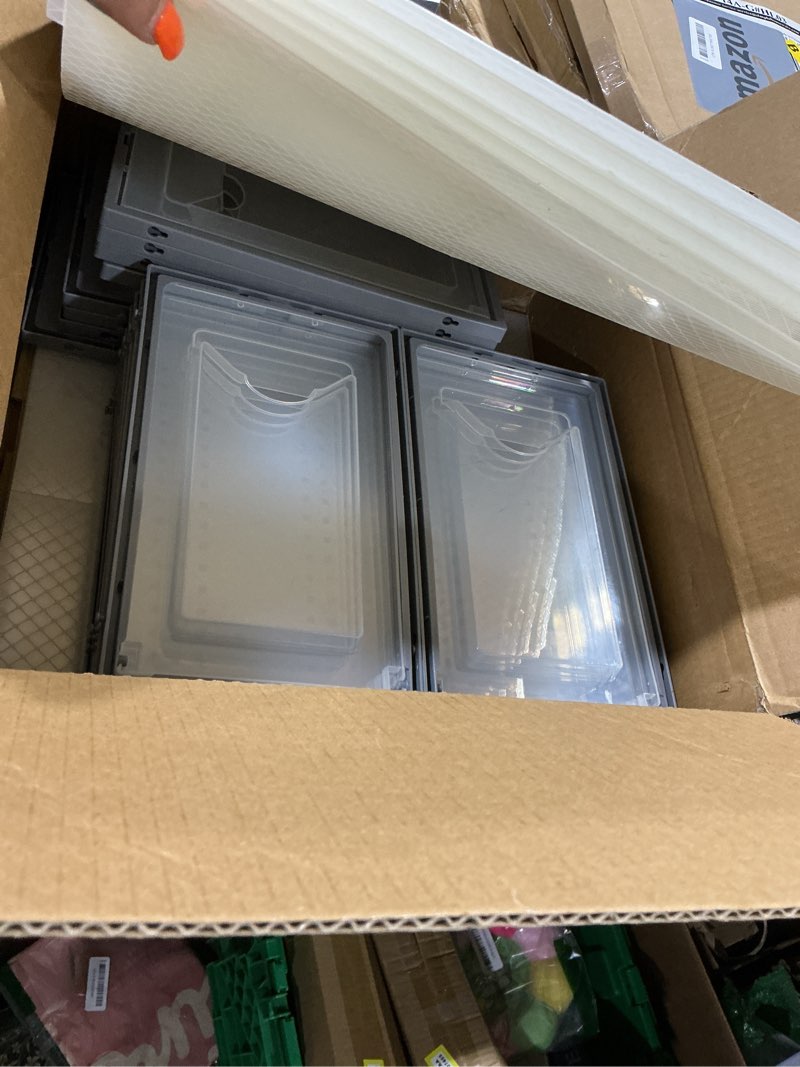 Condition photo showing Good Condition for shoe storage box, 15 pack clear plastic stackable shoe organizer for closet, interlocking design shoe container bins for sneakers, foldable shoe rack with lids, gray